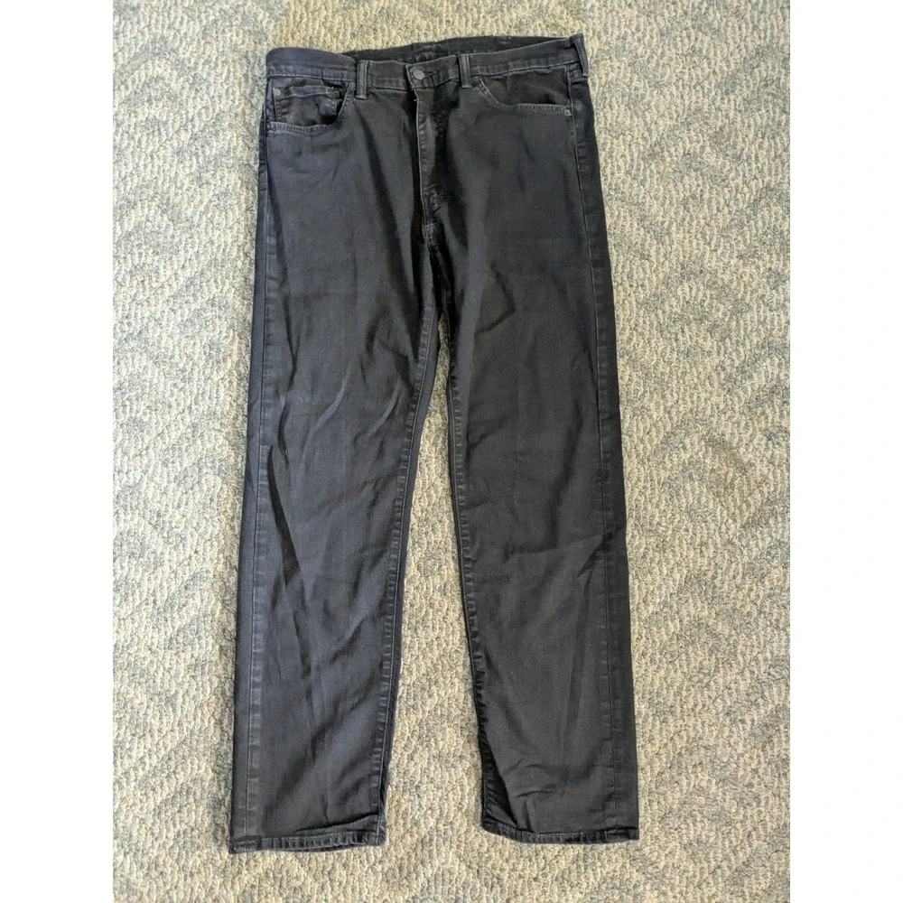 Levis 505 Regular Fit Black Denim Jeans Mens 38x34 Straight Leg 00505-1351